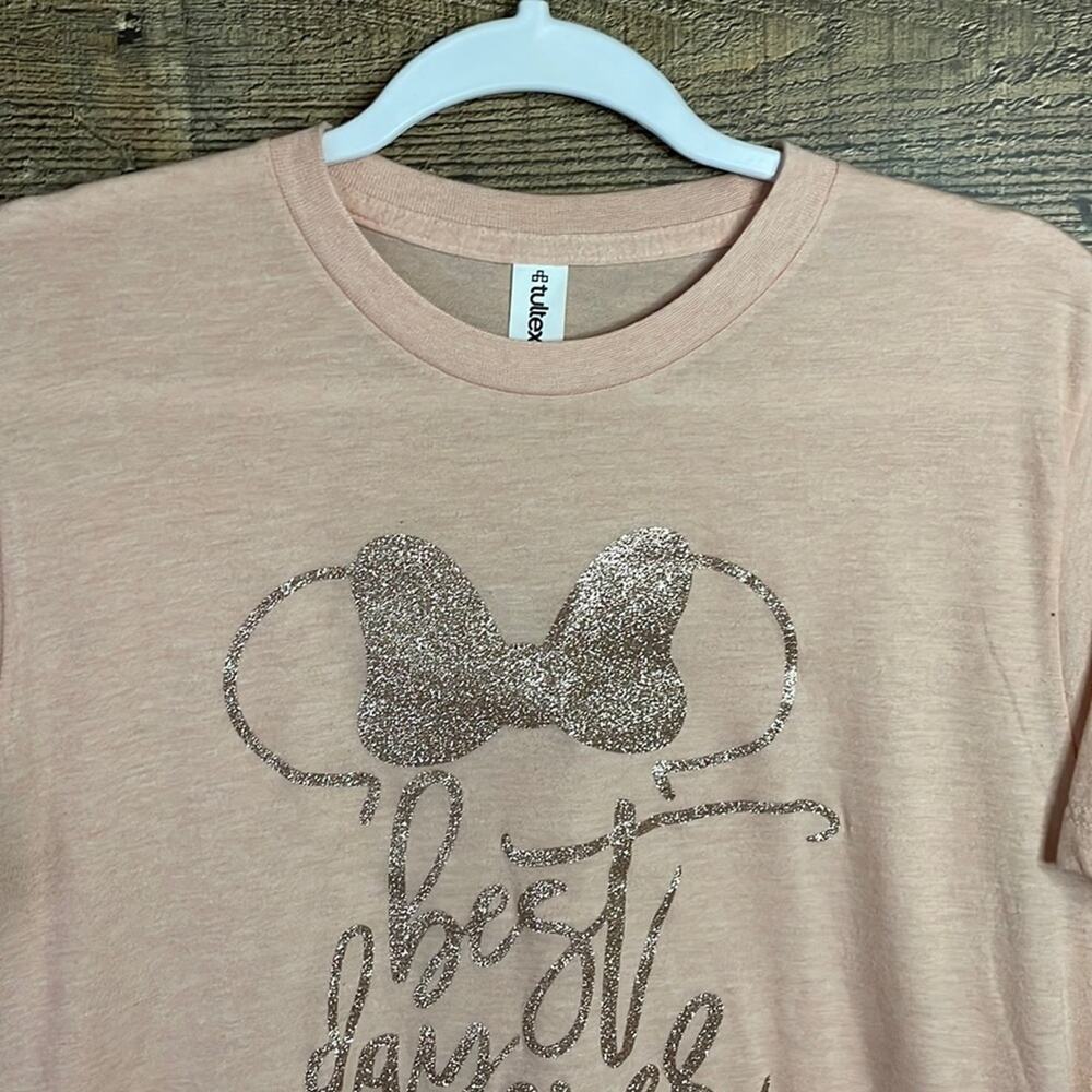 Minnie Mouse Disney Best Day Ever Glitter Shirt Disneyland SZ Medium Large - Picture 2 of 5